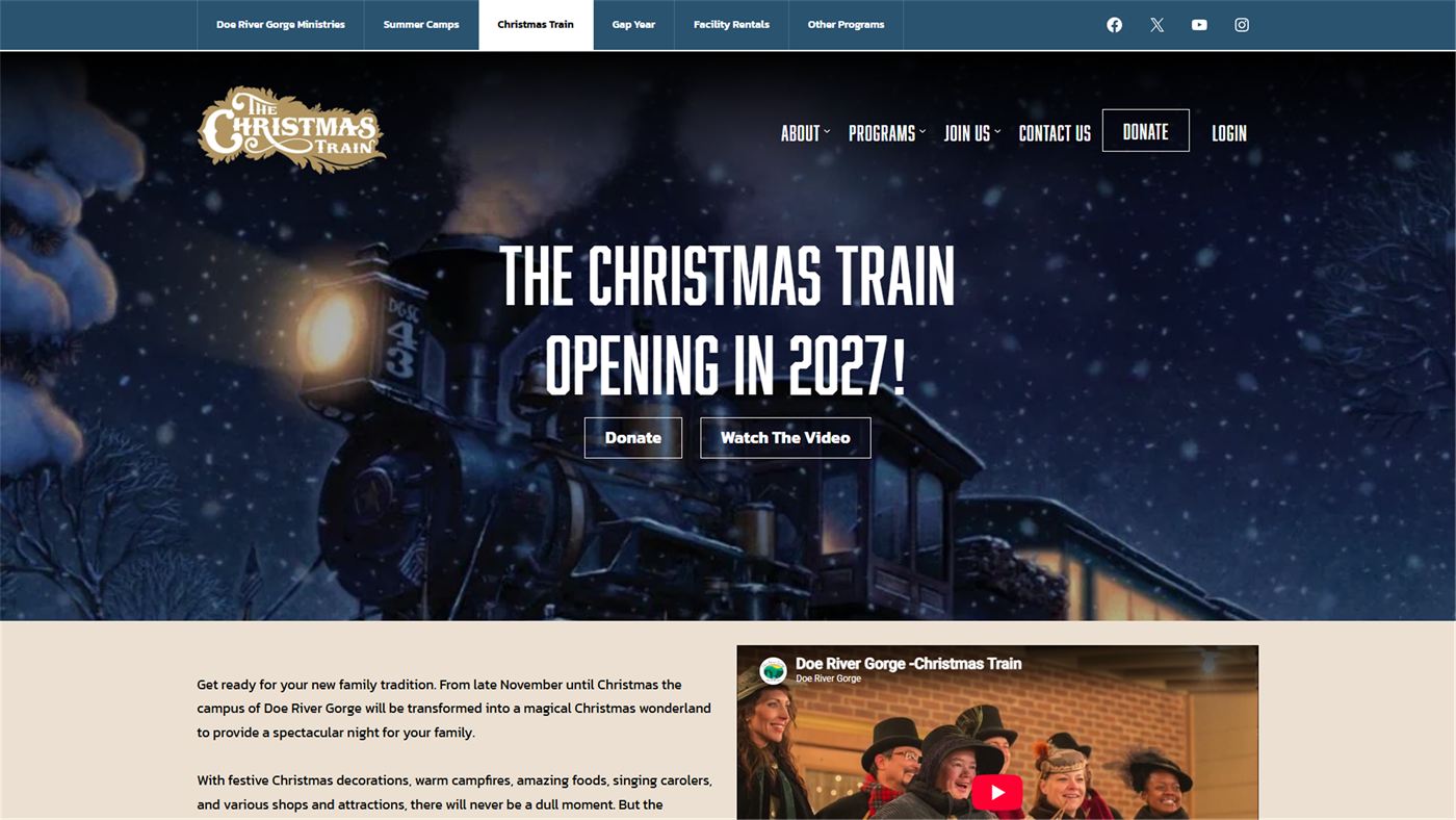 The Christmas Train website screenshot