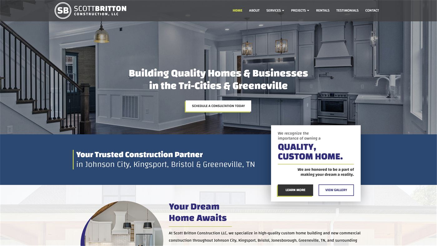 Scott Britton Construction website screenshot