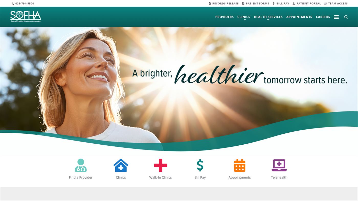 SOFHA healthcare website screenshot